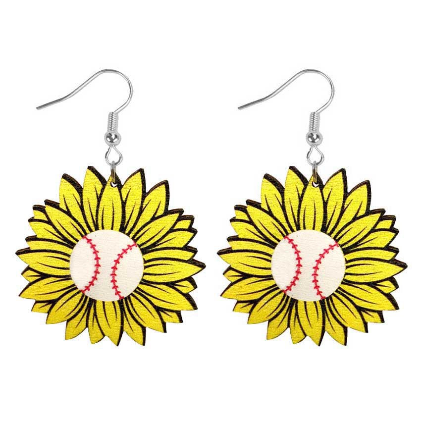 Wholesale Sunflower Wooden Earrings